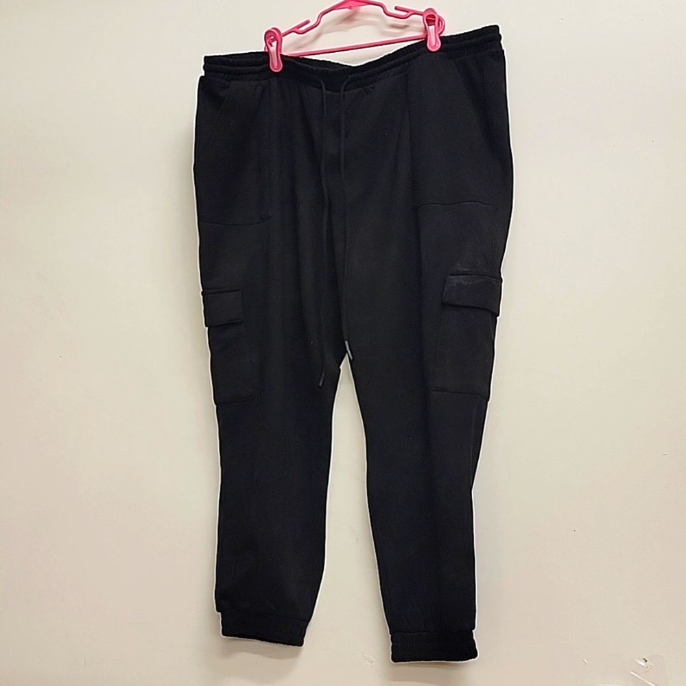 Black Tape 2X 3X Faux Suede Joggers Cargo Pockets EUC